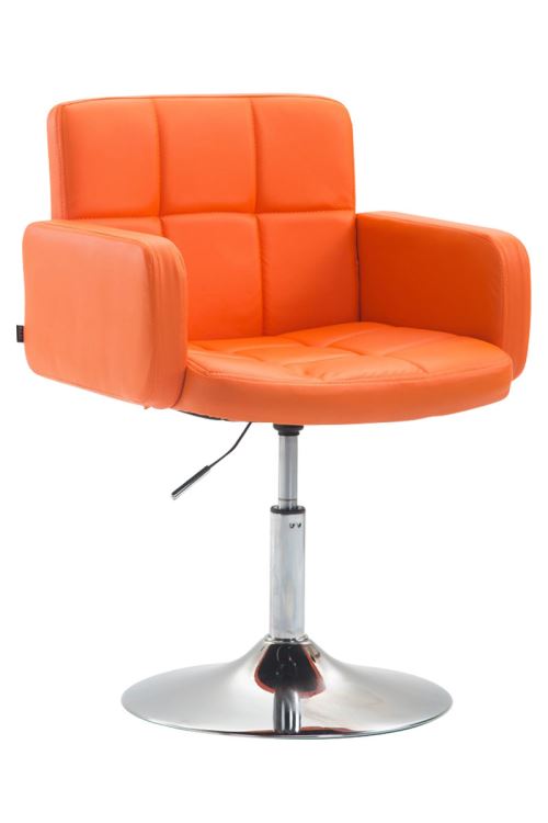 Fauteuil lounge Los Angeles similicuir avec piètement tulipe en métal chromé - Siège Orange