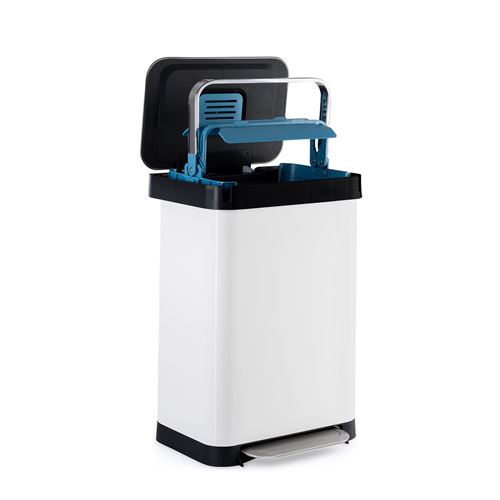 Klarstein Trash Inn - Poubelle à pédale 50 litres, filtre anti-odeurs - Inox blanc