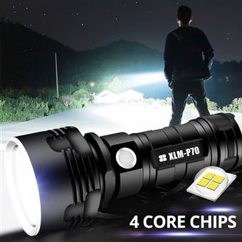 Lampe de poche puissante, lampe de poche LED rechargeable USB