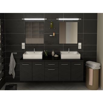 Meuble De Salle De Bain Double Vasque 150 Cm Noir Olivia Achat