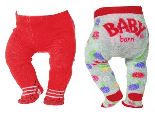Baby born collant Trend43 cm double pack rouge/gris