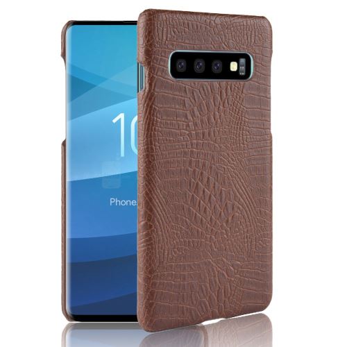 Etui en PU crocodile dur café pour votre Samsung Galaxy S10