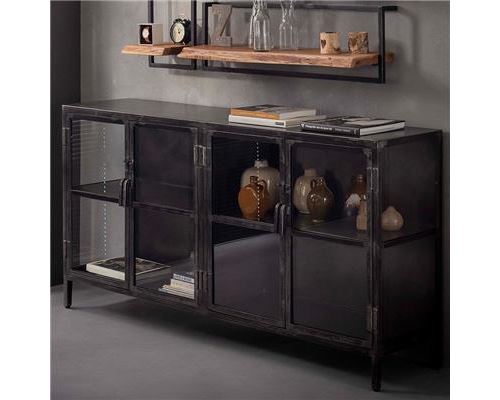 Enfilade 4 portes en métal industriel RUFUS - L 180 x P 45 x H 92 cm