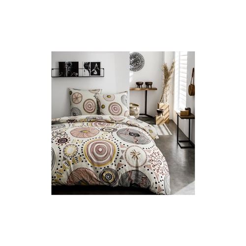 TODAY Parure de couette Sunshine 2.11 - 100% Coton - 220 x 240 cm - Creme et bordeaux
