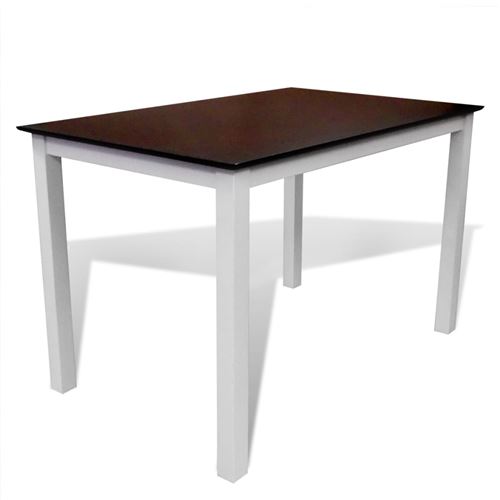 vidaXL Eettafel 110 cm massief hout bruin en wit