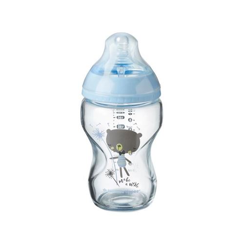 Tommee Tippee Biberon en Verre closer To Nature Décoré Bleu 250 ml 1 Unité