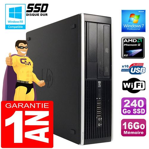PC HP Compaq 6005 Pro Sff Amd Phenom II Ram 16Go Disque 240 Go SSD WiFi W7