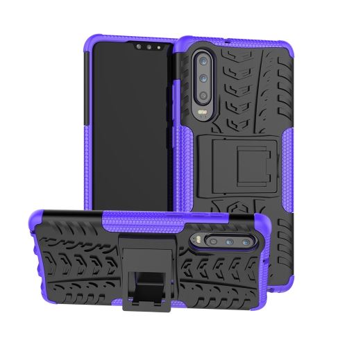 Coque en TPU combo antidérapant avec béquille violet pour votre Huawei P30