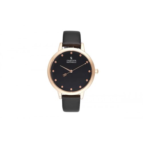 Montre Femme Charlotte Raffaelli Mouvement Quartz Cadran Noir 36mm Et Bracelet Noir En PU CRB041