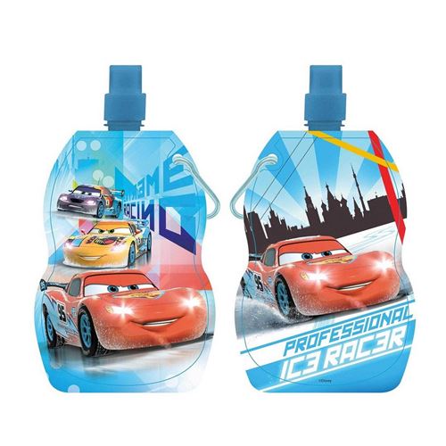 1 Gourde Cars Flash Mc Queen Pliable Bleu 22 X 12 Cm