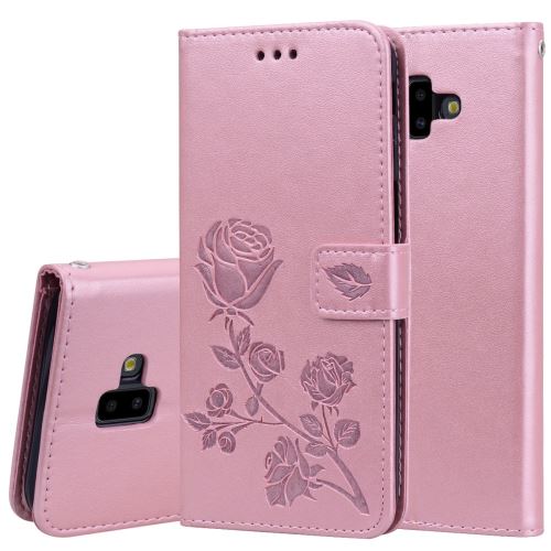 Etui en PU motif de roses rose pour votre Samsung Galaxy J6 Plus