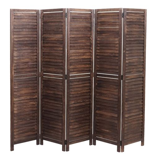 Paravent MENDLER HWC-C30, cloison de séparation, style shabby vintage, 170x205 cm brun