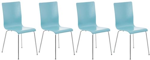 Lot de 4 chaises visiteur Pepe en bois , Bleu clair