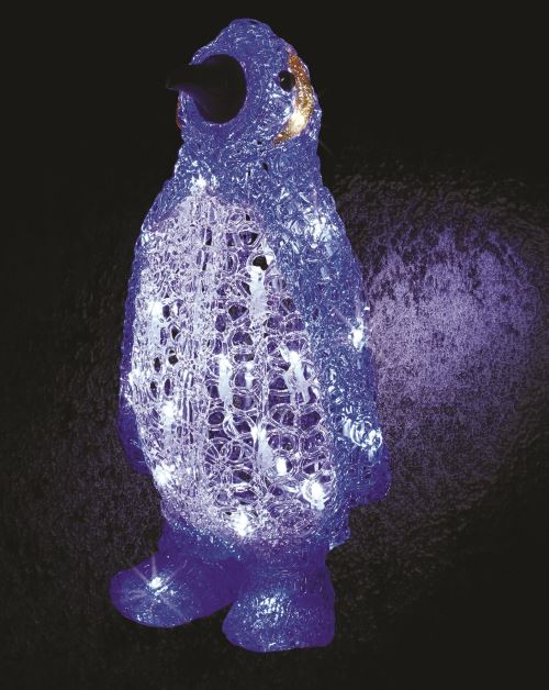 Pingouin lumineux - effet givré - 32 led blanc froid
