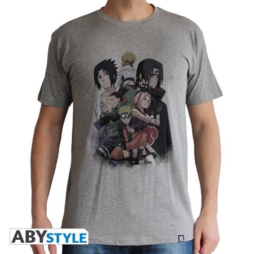 Naruto Shippuden - T-shirt homme groupe gris - Taille L