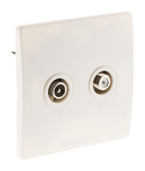 Prise TV &Oslash;9,52 + satellite. vis + griffes Blanc - Diwone