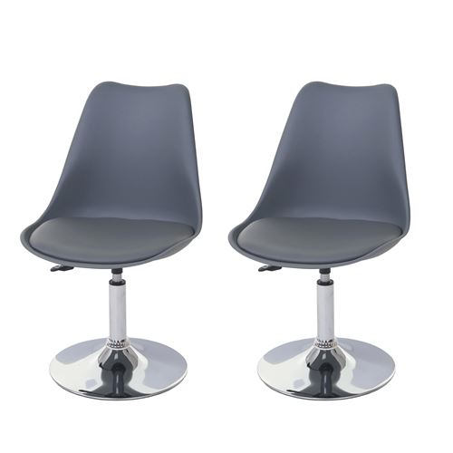 2x chaise pivotante Malmö T501, réglable en hauteur, similicuir gris foncé