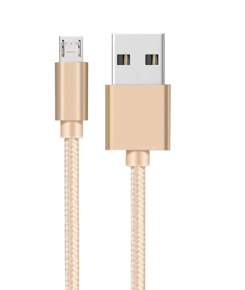 Cable pour ASUS ZENFONE 5 LITE / 4 MAX / 3 MAX / MAX M1 / MAX M2 / GO - Cable Chargeur Micro USB Nylon Tressé Or Doré 1 Metre [Phonillico®]
