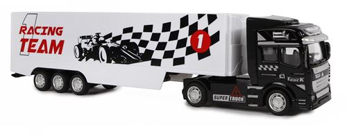 2-Play camion avec remorque voitures de course à reculons 31 cm noir