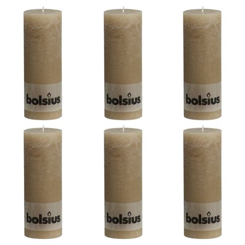 Bolsius Bougies pilier rustiques 6 pcs 190x68 mm Beige pastel