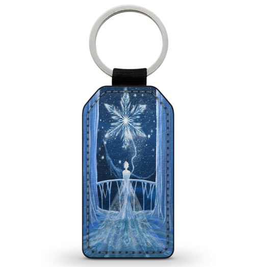 Porte-Cle Noir en Simili Cuir Leather Elsa Disney La reine des neiges art
