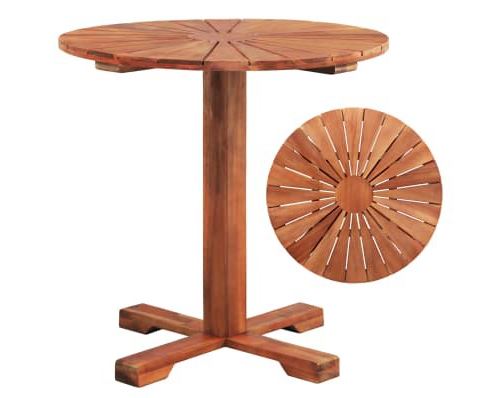 Table sur pied Bois d'acacia massif 70 x 70 cm Rond alsa