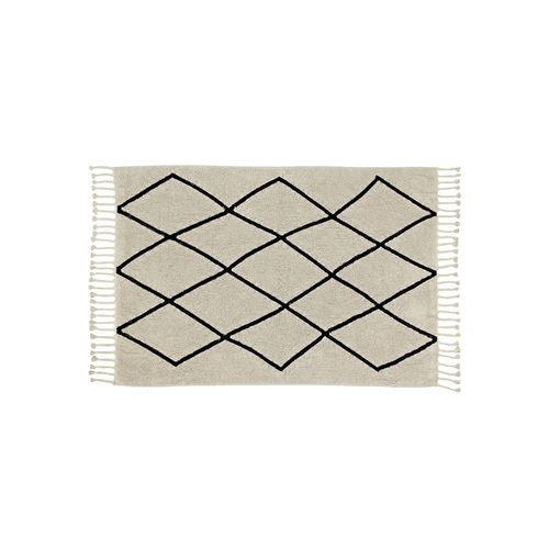 Tapis lavable en machine beige et noir avec franges bereber beige lorena canals