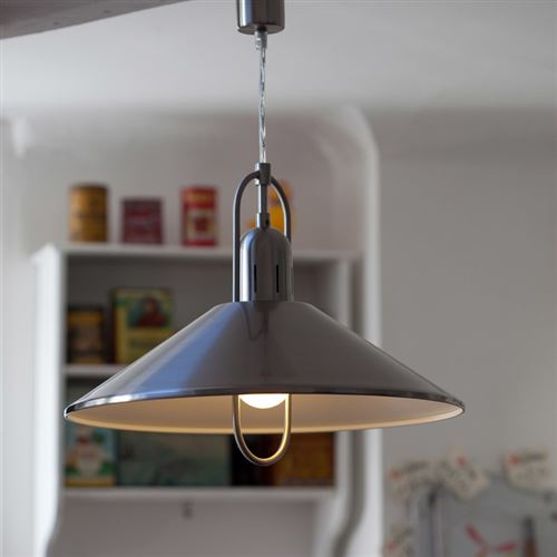Suspension conique en métal chromé diamètre 40cm MARCO gris gris