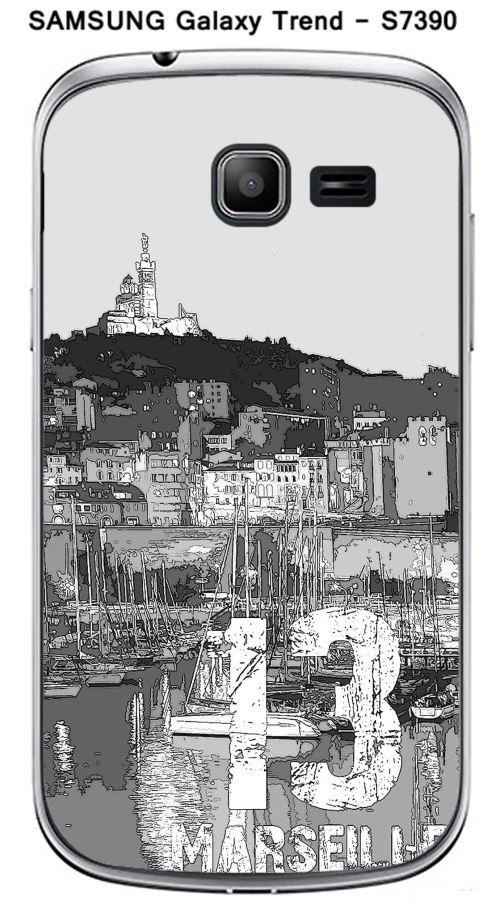 Coque TPU gel souple Samsung Galaxy Trend - S7390 design Marseille le port N & B