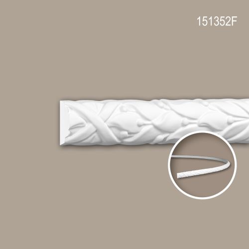 Cimaise 151352F Profhome Moulure décorative flexible style Rococo-Baroque blanc 2 m