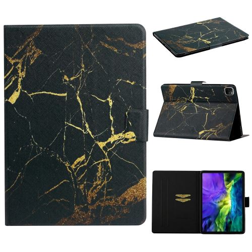 Etui en PU + TPU impression de motifs avec porte-cartes noir/or pour votre Apple iPad Pro 11 pouces (2020)/(2018)