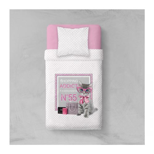 Parure de lit enfant 140x200 addict cat - Today