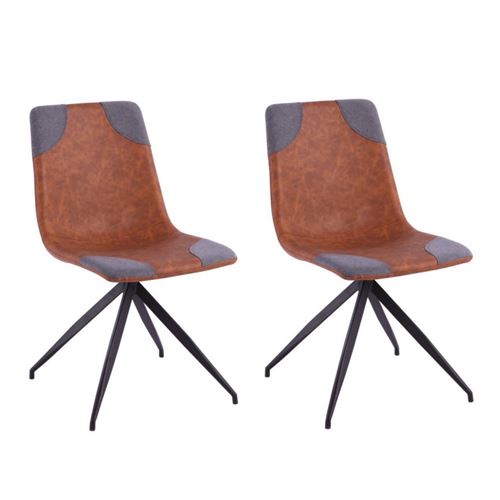 Lot de 2 chaises design COMETE cognac