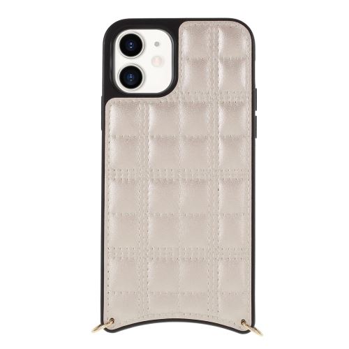 Coque en TPU + PU surface carrée muturale avec sangle argent pour votre Apple iPhone 11 6.1 pouces