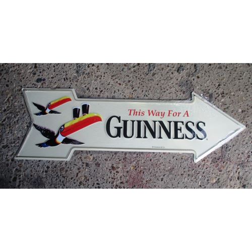 plaque flèche guinness 66cm tole deco bar pub affiche tole