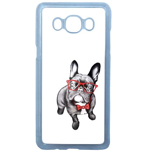 Coque Bulldog Français À Lunettes Compatible Galaxy J7 2016 Transparent