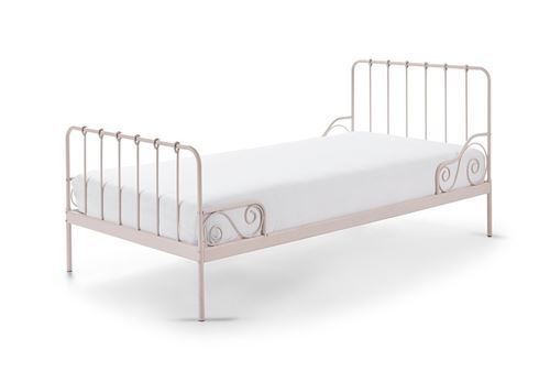 Lit enfant m&eacute;tal laqu&eacute; avec sommier 90x200cm MERVEILLE Rose