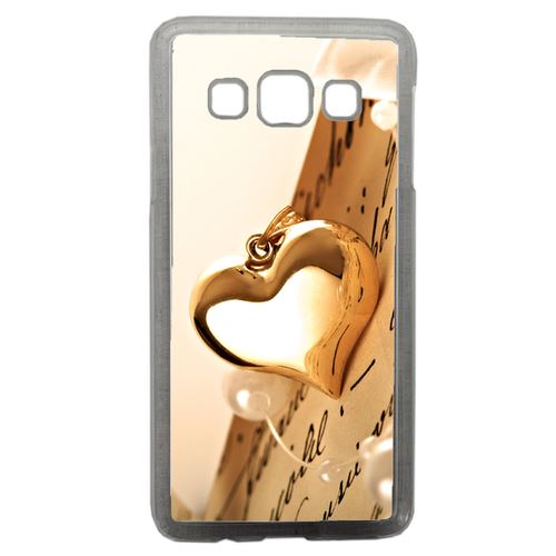 Coque Coeur D'or Sur Livre Compatible Samsung Galaxy A3 Transparent