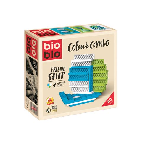 BIOBLO Jeu de construction 40 BRIQUES 3 COULEURS MINI BOX Multicolore
