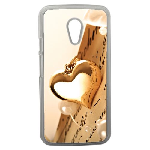 Coque Coeur D'or Sur Livre Compatible Motorola Moto G2 Transparent