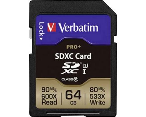 Verbatim PRO+ - Carte mémoire flash - 64 Go - UHS Class 3 / Class10 - SDXC UHS-I