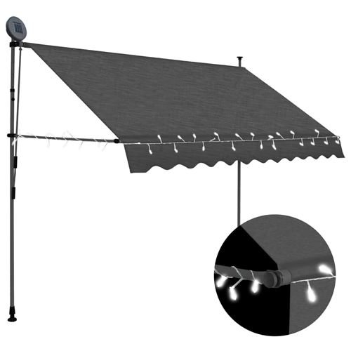 Auvent manuel rétractable avec LED 250 cm - Anthracite