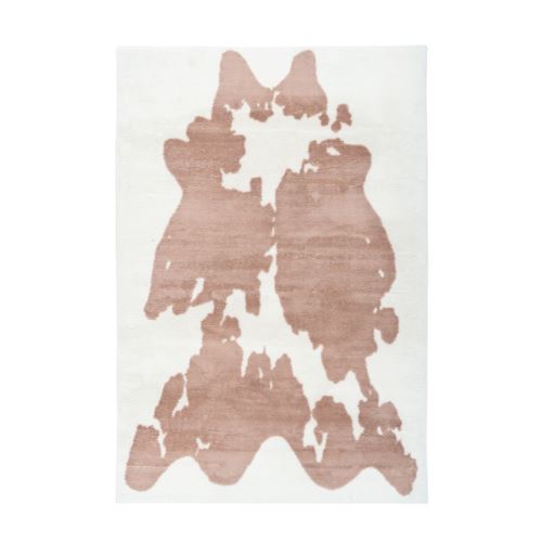 Paris Prix Marron Tapis Imitation Fourrure "Rabbit" Taupe & Blanc 120 X 160 Cm