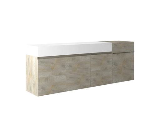 Enfilade moderne 4 portes couleur chêne et blanc EMILIE