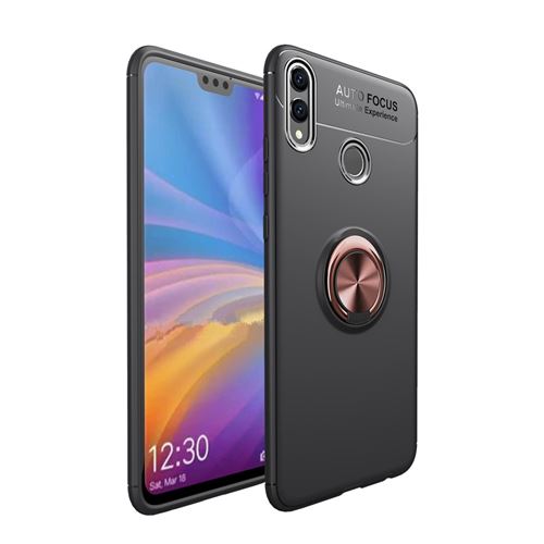 Coque en TPU anneau de doigt noir/rose or pour votre Huawei Honor 8X/Honor View 10 Lite