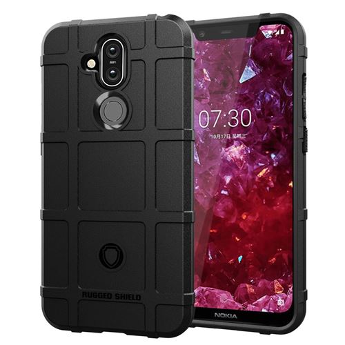 Coque en TPU grille carrée anti-chocs noir pour votre Nokia 7.1 Plus/X7