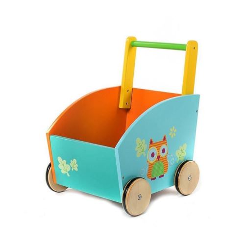 HANGZHOU TOYS - Chariot de marche caisse motifs hibou - en bois