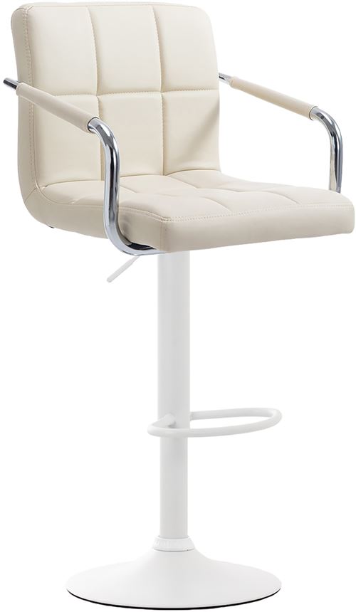 Tabouret de bar Lucy V2 en similicuir avec Piètement en Métal , Crème/Blanc