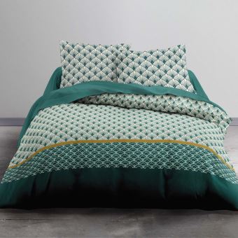 Housse de couette 220x240 Washington + 2 taies 100% coton ...