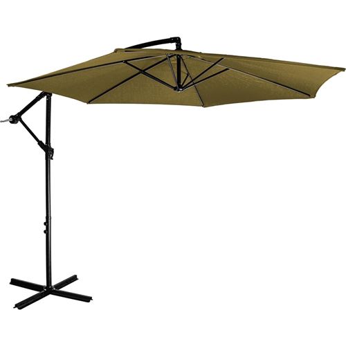 Parasol déporté Ø 3 m, avec housse et manivelle pour régler l'angle, toile 180g/m² avec protection UV, hauteur fermé 233 cm, couleur brun - STILISTA